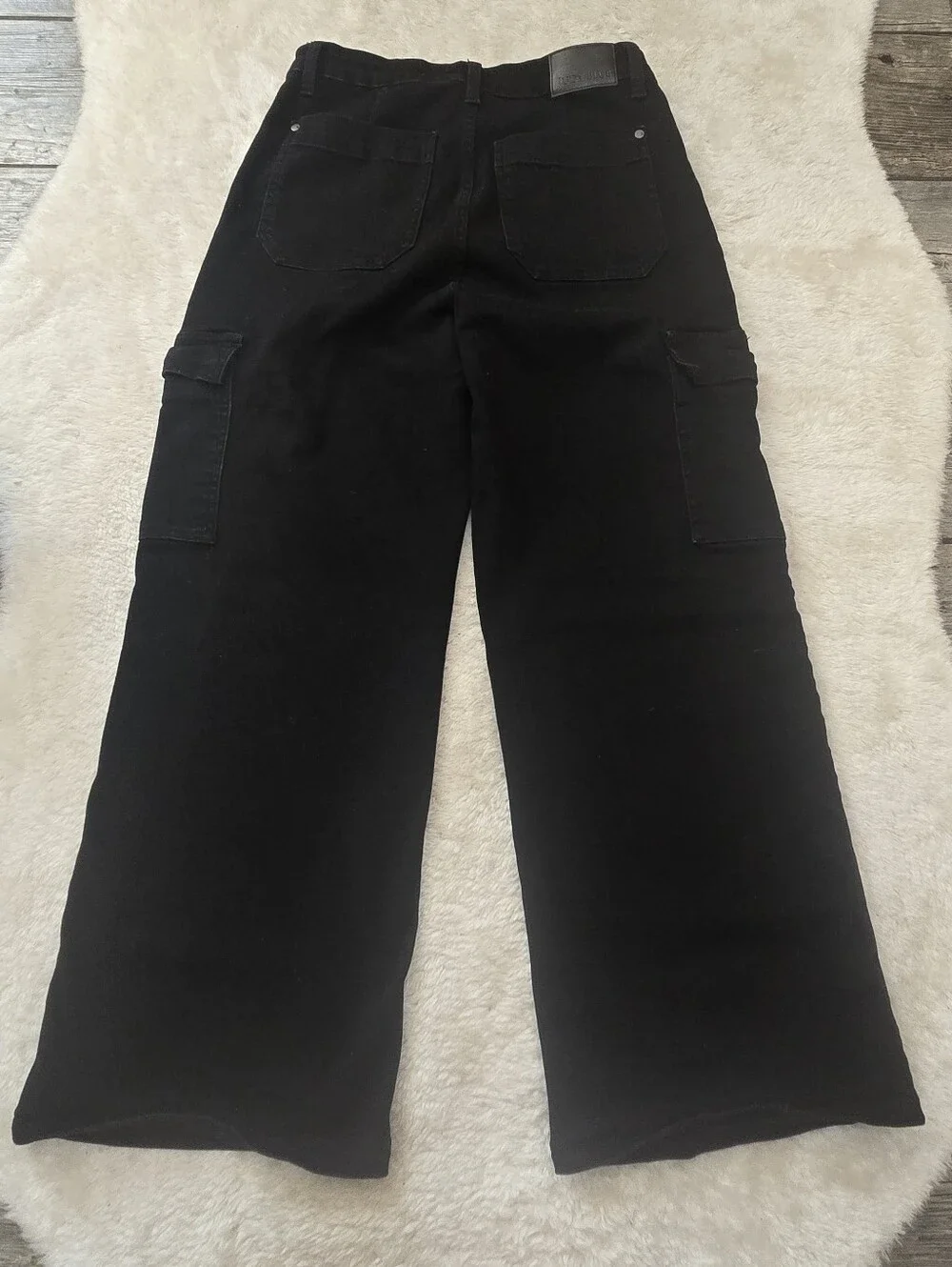 Judy Blue Black High-Rise Cargo Wide Leg Skater Stretch Utility Jeans, 11/30
